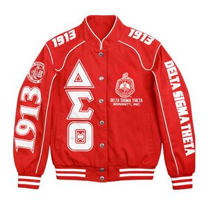 Delta Sigma Theta Red Racing Twill Jacket for Women Comfortable Fit Premium Fabric Greek Sorority Apparel Casual Wear - Product Image 4