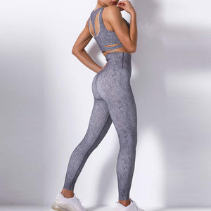Best Selling <b>Women's</b> Yoga Set-Solid <b>Pattern</b> Breathable Lightweight Spandex/Nylon 2-Piece with Front Logo & Elastic Waistband - Product Image 4