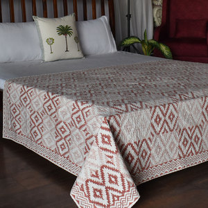 Boho Cotton Kantha Twin Quilt <b>Throw</b> 150x220 cm Hand Block Printed Hand Embroidered Indian Handmade Bedspread Home Textile Export - Product Image 4
