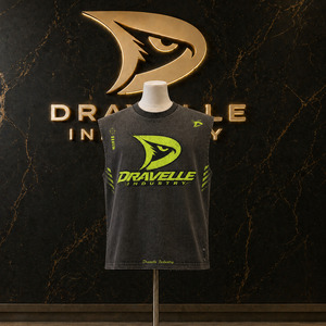 Débardeur oversize Y2K sans manches, en coton épais délavé au charbon, avec motif vert fluo, style streetwear, coupe carrée - Product Image 1