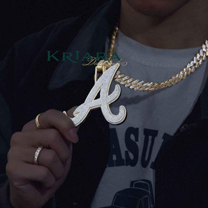 Colgante de Moissanita para Hombre, Letra A, Plata 925, Estilo Hip Hop, Micro Pavé, Joyería para Uso Diario - Product Image 4