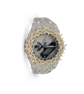 Reloj de Pulsera Digital para Mujer de Acero Inoxidable con Bisel de Espinas Totalmente Cubierto de Diamantes, con Cristal VVS Moissanite, Esfera de 42 mm, Diseño de Lujo - Product Image 1