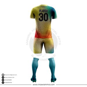 Ensemble uniforme de football MAWRA pour homme, manches courtes, col rond, couleur dégradée, sublimé, évacuation de l'humidité, coupe athlétique, toutes saisons - Product Image 5