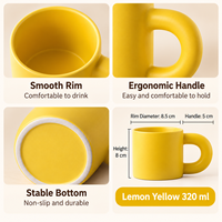 Tasse RAYLON nordique minimaliste à grande poignée, 300 ml, en céramique mate, compatible micro-ondes, motif marbre, vaisselle de bureau en grès