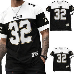 Maillot de football américain tendance personnalisé pour homme en polyester mesh, t-shirts d'été rétro, maillot de football style streetwear USA OEM - Product Image 5