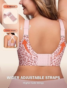Sujetador deportivo sin aros para mujer, copa completa, talla grande, con tirantes ajustables de punto, sin costuras, de nailon, transpirable para todas las estaciones - Product Image 5