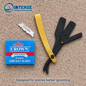 Professional Barber <b>Straight</b> <b>Razor</b> with 100 Pieces Half <b>Blades</b> Box Stainless Steel Shaving <b>Razor</b> - Product Image 2