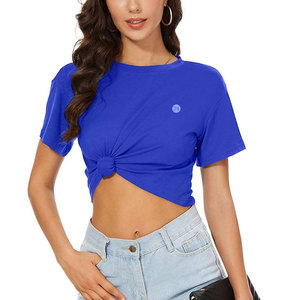 Camiseta Corta de Moda para Mujer, Cuello Redondo, Cómoda, Ligera, Informal, para Viajes y Uso Diario - Product Image 3