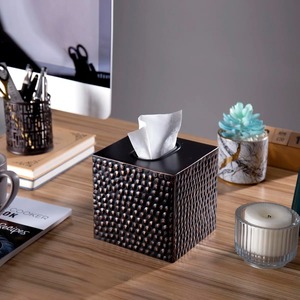 Designer Hammered Texture Tissue Box Cover Perfect For Events Parties Reception <b>Desk</b> Styling And Home Gatherings From India - Product Image 4