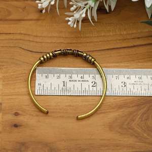 Handmade Brass <b>Copper</b> Wire Wrapped Cuff <b>Bracelet</b> Spiral Open Bangle | Dual Tone Ethnic Tribal Wrist Jewelry for Women - Product Image 4