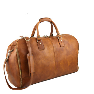 Sac de voyage unisexe en cuir véritable imperméable et tendance avec fermeture éclair, grande capacité, idéal pour les week-ends, double compartiment - Product Image 4