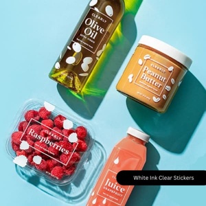 Etiquetas Transparentes de Vinilo Personalizadas con Tinta Blanca, Impresión UV, Adhesivo Transparente con Tinta Blanca - Product Image 1