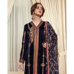 Designer <b>Indian</b> & Pakistani Clothing Party Wear <b>Top</b> Bottom and Dupatta Set - Product Image 2