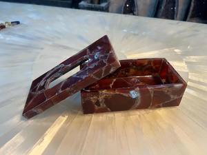 Boîte à mouchoirs en onyx rouge fait main, idéale pour la maison, le bureau, la salle de bain et une utilisation décorative de luxe. Vente en gros depuis l'Inde. - Product Image 5