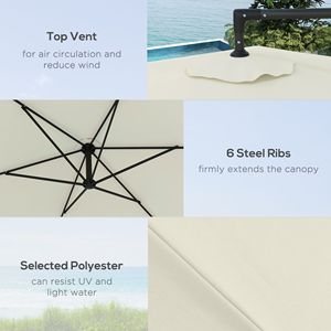 Ombrellone da Patio con Raggio di 3,5m e Base a Croce con Manovella per Uso Esterno - Design Rotondo a Sbalzo - Product Image 5