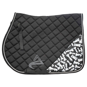 European Horse Black Chess Saddle Pad Matching <b>Bonnets</b> Cotton Fabric Polycotton Black All-Purpose Saddle pad - Product Image 4