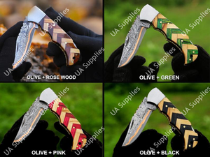 Couteau pliant professionnel EDC en acier Damas Sanmai cuivré forgé à la main, ultra-affûté, pour la chasse, le camping et la pêche (ODM) - Product Image 6