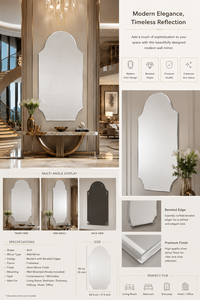 Frameless <b>Wall</b> <b>Mirror</b> <b>Rectangle</b> Design Decorative <b>Mirror</b> <b>for</b> Bathroom Bedroom Living Room Modern Stylish <b>Wall</b> Mounted 17*45 Inch - Product Image 4