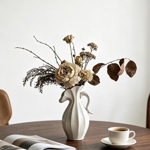 Vase en porcelaine minimaliste blanc mat, décoration de table, 8-16 pouces, design exquis et durable - Product Image 6