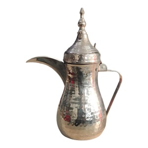 Traditional Metal Dallah Serving Pot With Decorative Lid And Curved Spout - Product Image 2