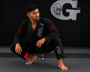 Kimono de Jiu-Jitsu personnalisé pour hommes adultes, noir, en coton, coupe classique, durable, avec broderie de logo privé, 450g - Product Image 6