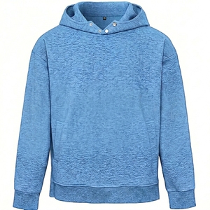 Sweat à capuche d'hiver épais et solide 100% Coton, coupe oversize, manches classiques, en molleton doux tricoté, teint uni, personnalisable - Product Image 6