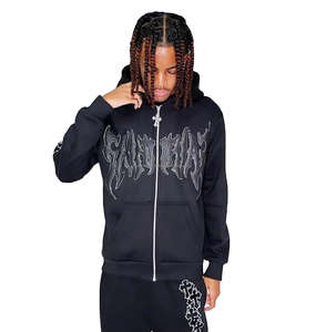 Survêtement évasé à logo personnalisé Survêtement 100 coton à ourlet brut Pantalon de survêtement évasé à capuche Pantalon de survêtement pour homme - Product Image 2