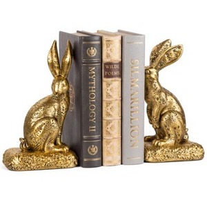 Brass Duck Head <b>Bookends</b> 2Pcs Traditional Sculptural Design Gold Plated Metal Decor - Product Image 2