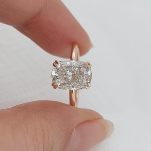 Bague de fiançailles classique en diamant de laboratoire de qualité taille coussin de 2 carats, plaqué or rose, bijoux classiques pour femmes - Product Image 2