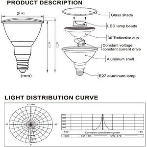 Foco LED RGB PAR30 de 10W, Bombilla de Luz de Colores Cambiantes E27/E26, Resistente al Agua, con Control Remoto para Decoraciones Navideñas - Product Image 4