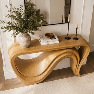 Table console en bois artisanale Luxali, une œuvre maîtresse de la maison de campagne moderne, soigneusement fabriquée à la main à partir de bois massif naturel de Monkey Pod. - Product Image 5