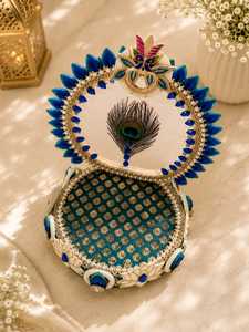 Trono Decorativo de Madera Hecho a Mano con Diseño de Pavo Real para Gopal Singhasan, Ídolo de Krishna, Pooja Chowki, Decoración de Templo para el Hogar, Mandir, Janmashtami - Product Image 5