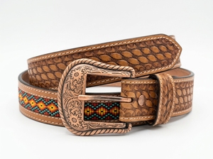 Ceinture en cuir occidentale avec incrustation de perles et boucle de cowboy gravée, pour hommes et femmes, vente en gros, fournisseur personnalisé, accessoire de mode - Product Image 4