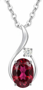 Colgante de Plata 925 con Granate y Moissanita Redonda, Diseño Clásico de Gota de Agua para Mujer, Joyería de Boda - Product Image 4