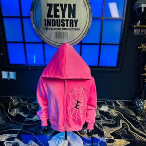 Sudadera con capucha de felpa gruesa de algodón 100% unisex, estilo holgado, con cremallera personalizada, para invierno - Product Image 1