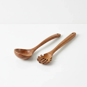 Ensemble de cuillères et de spatules à pâtes en bois avec manche long, ustensiles de cuisine à prix abordable - Product Image 1
