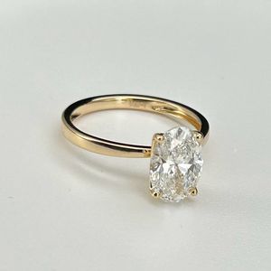 Oval Lab Grown Diamond Engagement <b>Ring</b> 18K Yellow Gold D VS1 IGI Certified CVD Created Solitaire <b>Fine</b> Jewelry For Women - Product Image 5