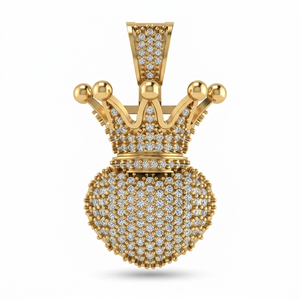 SHRAMAN DIAMOND Trending Women's 925 <b>Silver</b> Custom Icy <b>Crown</b> Heart Pendant Gold Plated Moissanite Romantic Hip Hop Party Fashion - Product Image 1
