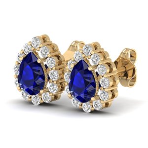 ต่างหูเพชรทรงหยดน้ำ REYES ทำมือ ทอง 14K ได้รับการรับรองจาก IGI น้ำหนัก 1.03 กะรัต ประดับพลอยไพลินสีน้ำเงินทรงรัศมี - Product Image 3