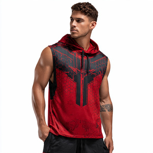 Débardeur à capuche sans manches pour homme, coupe ajustée, sublimation, vêtement de fitness, gilet de musculation, OEM, haute qualité - Product Image 3