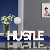 Étagère décorative blanche en bois d'ingénierie, motif Smart Art Sculpture sur bois, avec message de motivation 'Hustle', écologique, esthétique Art Déco originale
