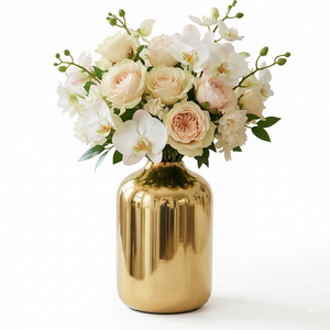 Florero de latón dorado hecho a mano |   Moderno Florero Decorativo de Metal para Decoración del Hogar |   Centro de Mesa de Lujo |   Jarrón al por Mayor para Hotel - Product Image 1
