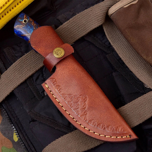 Couteau de chasse Skinner artisanal en résine de cône de pin, forgé à la main en Damas, avec étui, support OEM, couteau de camping à lame fixe - Product Image 3