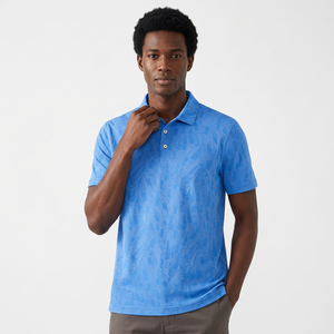 Polo décontracté à manches courtes en tricot bleu imprimé pour homme - Product Image 2