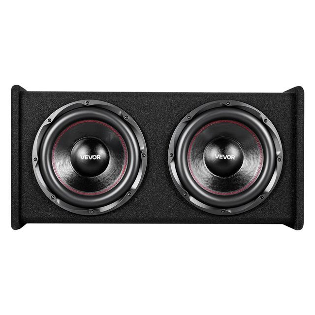 Dual Car Audio Subwoofer Bass Package 12 in 490W RMS Loaded Enclosure with Separate Amplifier Premium