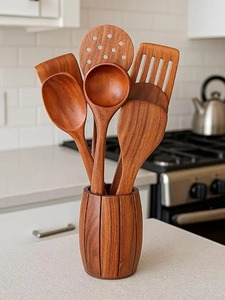 Cubiertos de Madera Ecológicos, Juego de Utensilios de Bambú Reutilizables, Vajilla Hecha a Mano para Cocina y Comedor, Cubiertos Portátiles y Sostenibles - Product Image 2