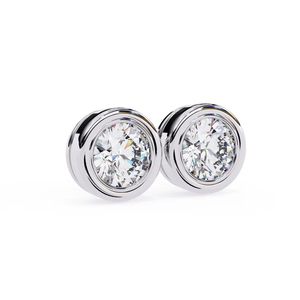 Pendientes de Moissanita de Corte Redondo, 2.5 CT Cada Uno, Plata de Ley 925, Engaste de Bisel, 7x7 mm, Joyería Unisex de Lujo - Product Image 2