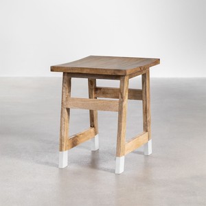 เก้าอี้สตูลวานดาน่า ฟลักซ์ พีเบิล ทำจากไม้มะม่วงและขาสีขาว รุ่นพิด - Product Image 2