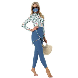 Muslim Swimwear New Women Modest Hijab Long Sleeves Sport Swimsuit Spandex/Polyester Islamic Burkinis 1 Piece Front - Product Image 5