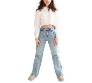 Sudadera Corta con Capucha Ajustable para Mujer, 100% Algodón, Tejido Suave y Cómodo para Invierno, Ropa Casual, Deportiva y Urbana - Product Image 1